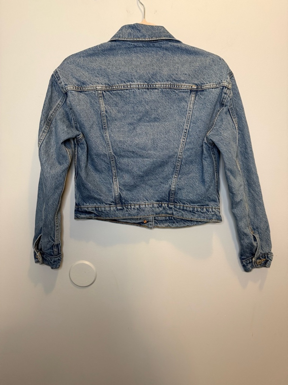Old Navy Light Blue Washed Cropped Denim Jean Jacket XS Y2K 90s Fall Spring - Picture 2 of 4